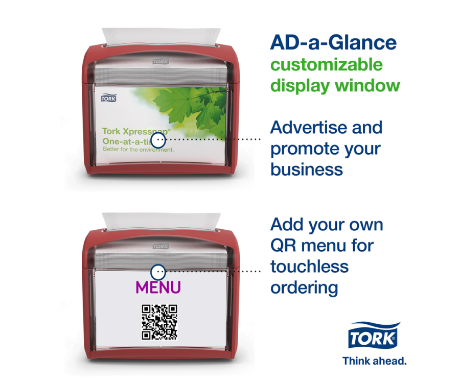 Tork Xpressnap® Red Tabletop Napkin Dispenser (6.7 in. x 7.9 in. x 5.6 in., 4/Case)